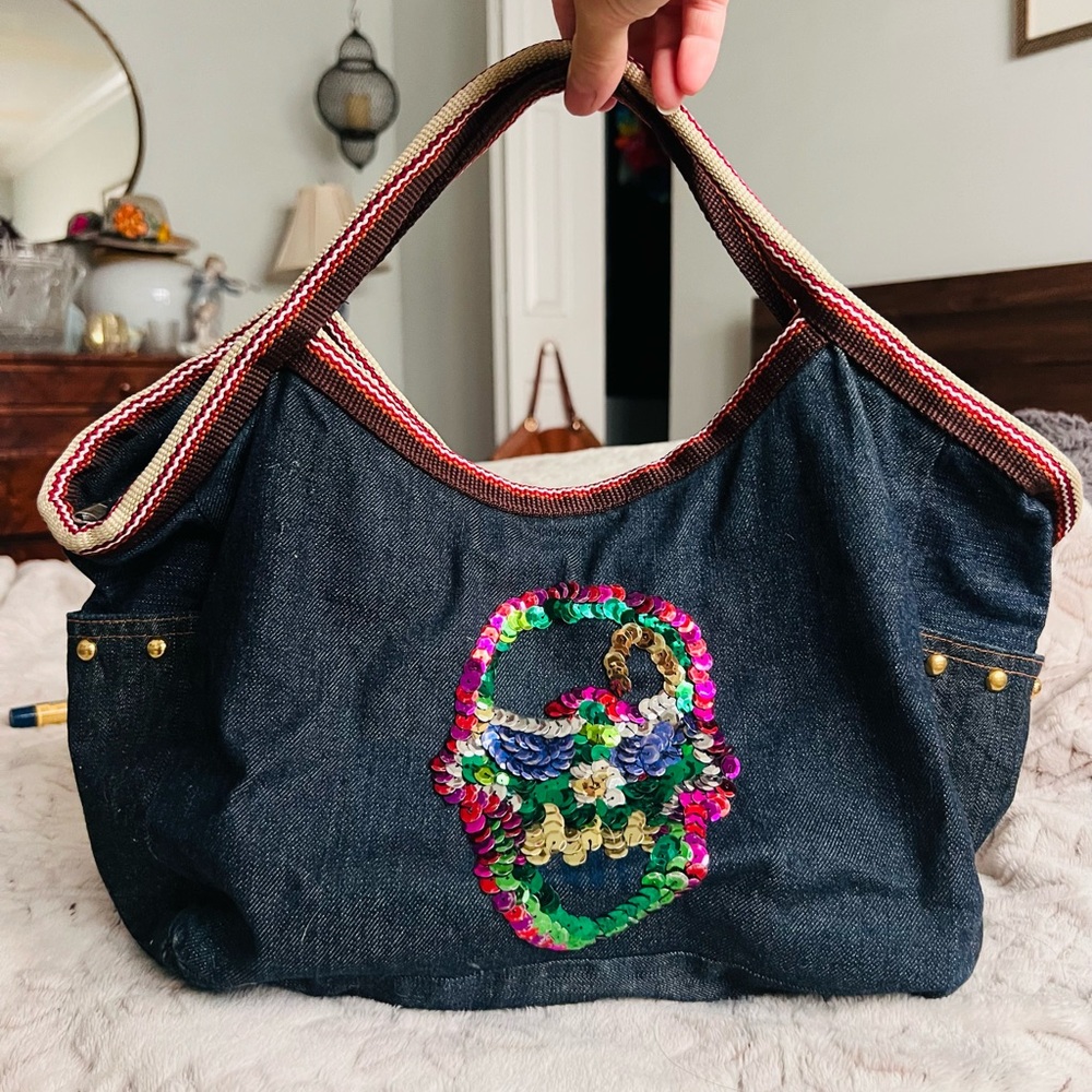 one of a kind custom made Embroidered Shoulder Bag by Eva Johnson